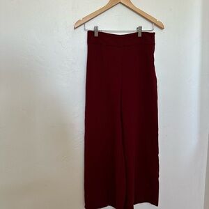 Zara Women’s Small High Waist Wide Leg Flare Pants Side Zip Closure Burgundy Red